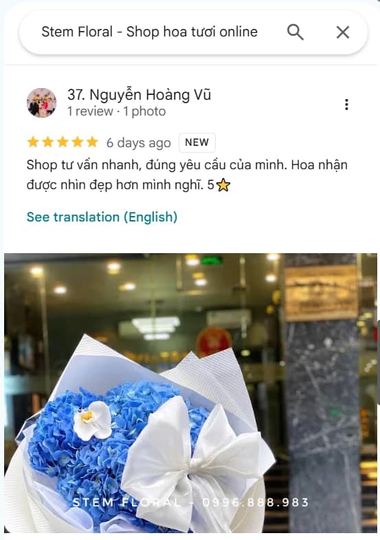 Ảnh đánh giá Google Maps 5 sao của 37. Nguyễn Hoàng Vũ